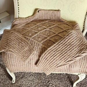 Lunya Textured Knit Sweater in Camel Color